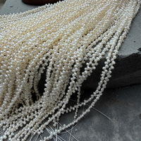Perles de culture d'eau douce naturelles lisses non nucléées, irrégulières, espacées, de 3 à 3,5 mm, à 3/7 trous, de 39 cm, pour le bricolage