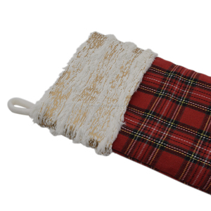 Wholesale Premium Quality Red <strong>Mini</strong> Plaid Christmas <strong>Stocking</strong> with Gold Printed Velvet Cuff for Festive Decorations - Product Image 3