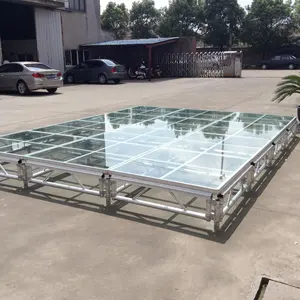 Luxury Sturdy Durable Outdoor Stage Aluminum Alloy Transparent Glass Stage Wedding Decoration Event Stage Portable