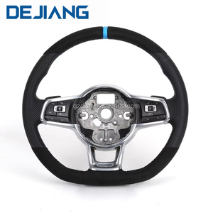 Volante de Alcántara con Franja Azul para Accesorios Volkswagen VW Golf 5 MK6/MK7/MK8 Jetta <span class=keywords><strong>Passat</strong></span> B8 Polo Tiguan GTI - Product Image 1