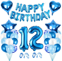 Bleu 15-18 ans garçon anniversaire Fiesta fête décoration fournitures ensemble 15 numéro feuille ballon anniversaire confettis ballons latex bouquet