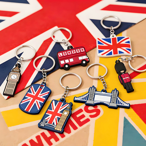 Llaveros de Recuerdo del Reino Unido al por Mayor, Llaveros Metálicos Turísticos, Llaveros de PVC con la Bandera de Inglaterra, Autobús de Dos Pisos Personalizado - Product Image 1