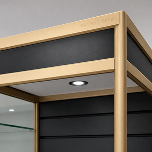 Oferta Especial: Vitrina de Exhibición Resistente de Metal Dorado y MDF con Listones, Iluminación LED, para Tiendas Minoristas, Accesorios para Teléfonos y Tiendas de Cigarrillos - Product Image 5