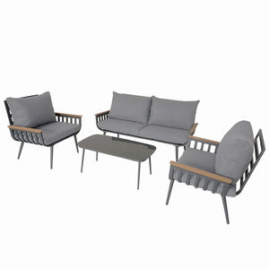 Conjunto de Muebles de Jardín Modernos para Exteriores, Resistentes a la Intemperie, de 4 Piezas, con Sofá Seccional de Aluminio y Mesa de Centro - Product Image 2
