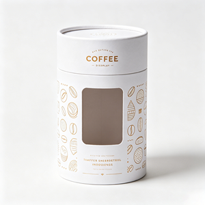 Eco Friendly <b>Paper</b> Canister With Clear Display Window Round Kraft Tube For Coffee Bean Boutique Gift <b>Packaging</b> - Product Image 6