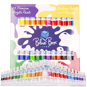 Premium 24 tubi 12 Ml Set di vernice acrilica in scatola di carta Wtih 3 <span class=keywords><strong>pennelli</strong></span> per artisti <span class=keywords><strong>e</strong></span> 1 Palette di plastica per principianti <span class=keywords><strong>e</strong></span> artisti - Product Image 2