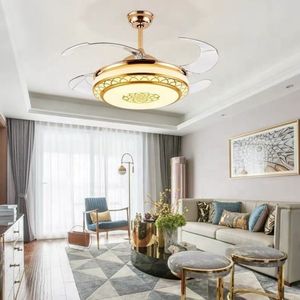 Lustre trois couleurs en or Offre Spéciale décoration intérieure ventilateur à lame rétractable moderne celling avec lumière led - Product Image 4