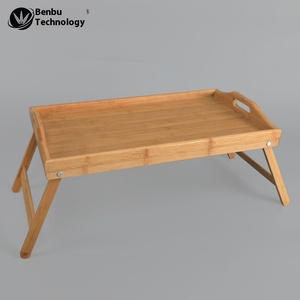 Modern Japanese Bamboo <strong>Tray</strong> for <strong>Food</strong> Factory Wholesale Folding Breakfast Bed <strong>Lap</strong> Table with Lacquer Single Tier Tea Table - Product Image 2