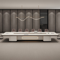 Ensemble table et chaises de salle de réunion modulaire, commercial, luxe léger, haut de gamme, long, intelligent, simple, moderne, en bois, grande taille