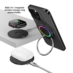 Chargeur sans fil magnétique intelligent 3-en-1 15W à <span class=keywords><strong>induction</strong></span> USB Type C avec protections, support pour téléphone portable et montre 5W pour <span class=keywords><strong>iPhone</strong></span> - Product Image 6