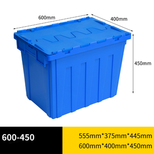 600*400*450Mm Pp Materiaal Opbergdoos Massief Bevestigbaar Deksel Industriële Omzet Krat Logistieke Opslag Voor Verhuisbedrijf - Product Image 2