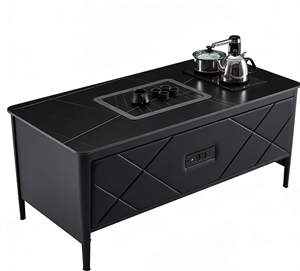 <span class=keywords><strong>Table</strong></span> à thé et café Kung Fu de style chinois moderne avec comptoir en ardoise noire, grande capacité de rangement et prise intégrée - Product Image 5