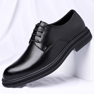 Chaussures habillées pour hommes en cuir Oxford à bout rond, semelle en caoutchouc antidérapante, printemps - Product Image 1