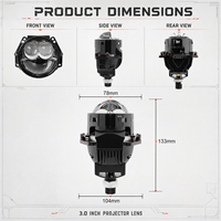 Projecteur de phare laser bi-LED de précision 3 pouces 6000K 12V 24V, faisceau haut et bas, lentille de rétrofit automobile pour éclairage de voiture
