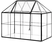 थोक लंबाई 9.8 "ज्यामितीय ग्लास टेरारियम बोने की मशीन के लिए ढक्कन के साथ ग्रिड घर आकार फूल बर्तन बॉक्स सरस Cacti हवा पौधों