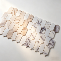 Mosaïque de pierre rose fumée à plumes naturelles, pour douche et crédence de salle de bain, décoration murale de magasin