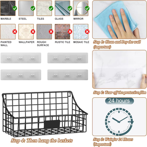 Treo Tường Dây Giỏ 4 Gói Lớn Kim Loại Tường Tổ Chức Giỏ Phòng Tắm Vòi Hoa Sen Kệ Với 4 Dính Móc + 5 S Móc - Product Image 3