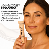 Fond de Teint Liquide Hydratant et Adaptatif Waterproof à Changement de Couleur, SPF15, Niacinamide, Acide Hyaluronique, Naturel, Marque Privée