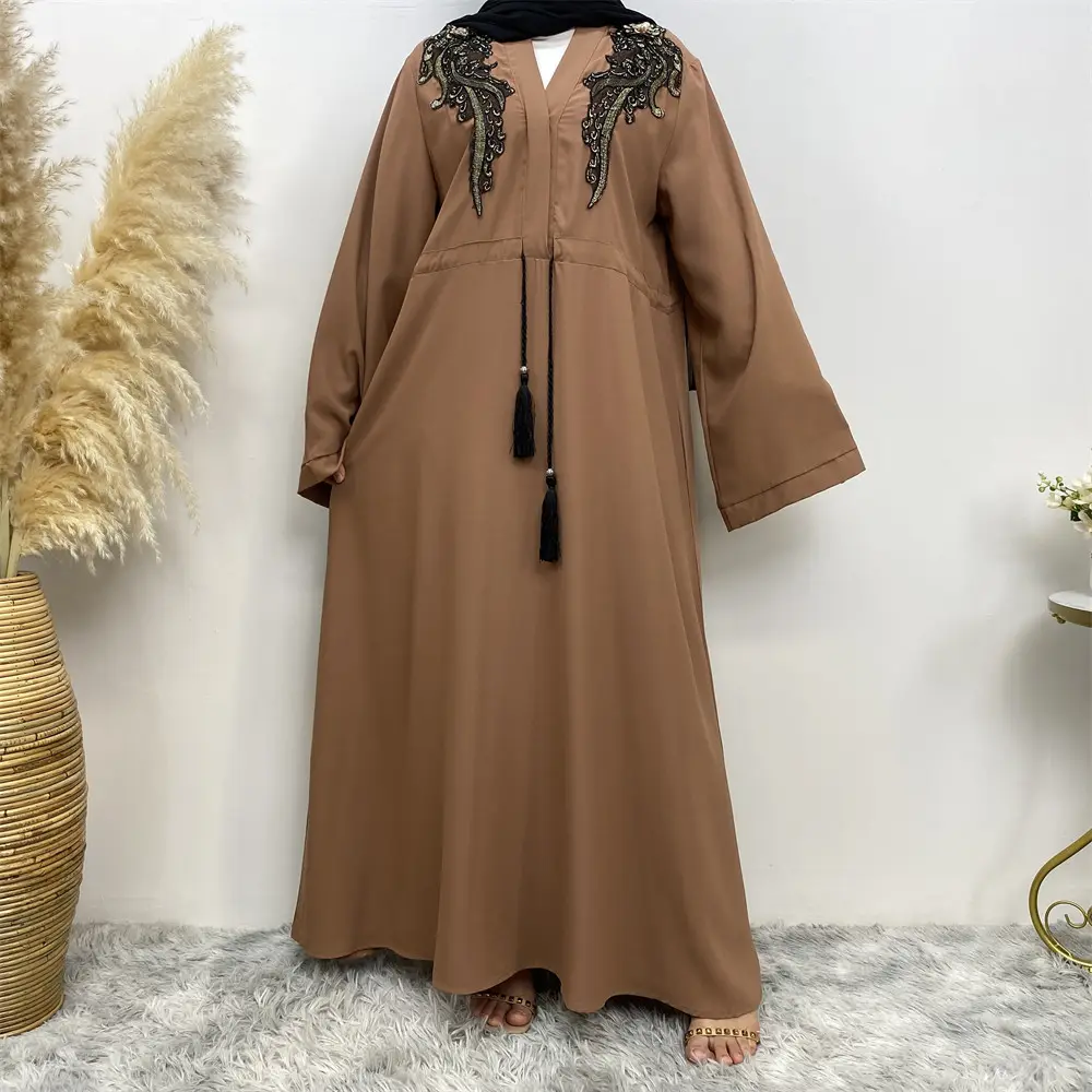 Últimas Casual Kaftan Muçulmano Abaya África Vestuário Islâmico Longo Maxi Mulheres Vestidos Bordados Fechado Preto Abaya Arábia Saudita