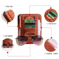 PU Kulit Auto Visor Tas Penyimpanan Mobil Sunvisor Dompet Kartu Tas Tagihan Pena Kacamata Bingkai Pemegang Menyimpan Merapikan Truk Organizer