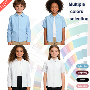 Chemises de haute qualité en gros pour l'école primaire, uniformes scolaires pour enfants, chemises unisexes personnalisables, chemise à col blanc/bleu - Product Image 2