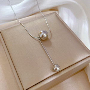 Collar de acero inoxidable con bola redonda chapada en oro de 18K para <span class=keywords><strong>mujer</strong></span>, Gargantilla única con borlas, collar de bola de oro para <span class=keywords><strong>mujer</strong></span> - Product Image 6