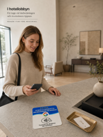 Carte NFC d'avis suédoise, étanche et réinscriptible, avec puce NTAG213 et plaque bleu roi nordique, pour hôtels, cafés et restaurants