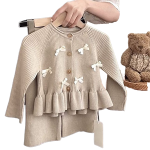 女の子用ベビー服セット2025秋冬新作おしゃれ長袖ニットカーディガンツーピースベビースーツLbc - Product Image 1