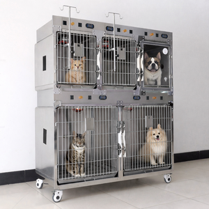 Jaulas y Casas <span class=keywords><strong>para</strong></span> Mascotas, Equipo Veterinario, Jaula de UCI <span class=keywords><strong>para</strong></span> Perros de Acero Inoxidable de 5 Puertas <span class=keywords><strong>con</strong></span> Puerta <span class=keywords><strong>para</strong></span> Oxígeno y Ruedas, Clínica Veterinaria - Product Image 2