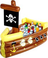 Bateau rafraîchisseur gonflable en PVC orange personnalisé en forme de bateau pirate pour piscine avec logo sur mesure