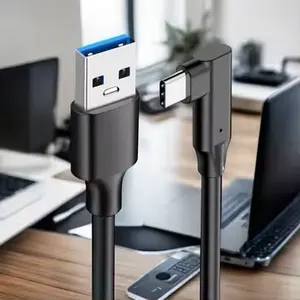 VR 케이블 1M USB 3.0 타입 A에서 90 도 타입 C 데이터 케이블 VR 헤드셋 5Gbps 오디오 비디오 케이블