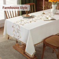 Nappe carrée classique en coton et lin imprimé floral pour la maison, lavable, résistante à la chaleur, personnalisable