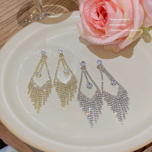 มาใหม่ต่างหูพู่หินชิ้นเดียวต่างหูห้อยประดับพลอยเทียมเป็นประกายต่างหูห้อยหินที่สง่างามสำหรับผู้หญิงเด็กผู้หญิง - Product Image 5