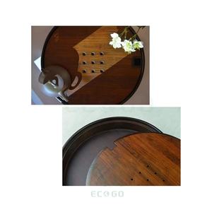 Plateau à thé rond en bambou durable avec un design classique moderne, marque ECO GO - Product Image 4