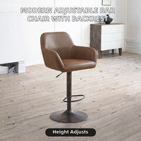 Chaise de bar moderne à dossier simple, pivotante et réglable en hauteur, avec structure métallique, pour salle à manger, cuisine, hôtel, réception - Prix DDP USA