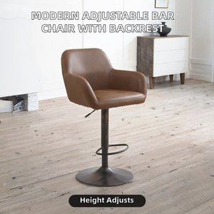 Modern Single Bar <b>Chair</b> with Simple Backrest Lifting <b>Rotating</b> High Stool Metal Frame Dining Kitchen Hotel Front Desk Cashier Use - Product Image 2