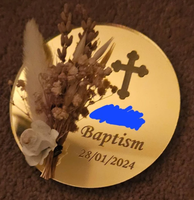 RAY YI Cadeaux de baptême grecs personnalisés en acrylique avec prières et souvenirs de baptême