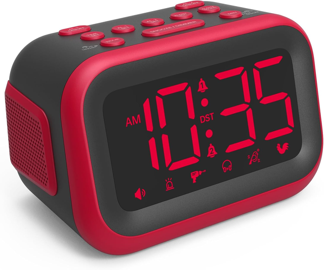 Super Loud Alarm Clock: 115dB Dual Alarms and 6 Alarm Sounds for Heavy Sleepers - Adult Shift Workers in Bedroom