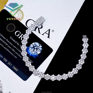Bracelet fleur design mode, diamant moissanite VVS, plaqué or, argent sterling 925, passe le test du diamant, unisexe, expédition directe usine. - Product Image 6