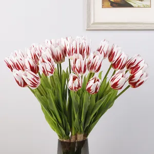 heiß begehrt künstlicher blumenstrauß tulipane blumen weißer seidenstoff tulipane künstliche blume für hochzeitsdekoration handgebunden