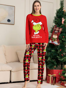 2023 noël rouge rayé famille Homewear Grinchs imprimer pyjamas garçons filles hommes femmes vêtements de nuit de noël - Product Image 5