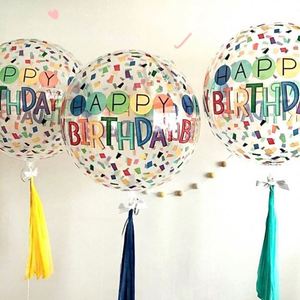 ลูกโป่งใสแบบ4D พิมพ์ลายตัวอักษรสีรุ้งสุขสันต์วันเกิดลูกโป่งกลมลอยน้ำ - Product Image 2