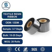 Pita Resin yang Dapat Dicuci untuk Label Pakaian 30mm 110mm Pita Tinta Transfer Termal Tahan Cuci Kering Printer Label Tekstil