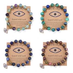 Wholesale Vintage Turkish Evil's Eye Protection <b>Bracelet</b> <b>Healing</b> Natural <b>Crystal</b> Stone Beaded Stretch <b>Bracelets</b> for Lucky Gifts - Product Image 2