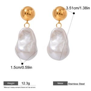 ต่างหูเม็ดกลมครึ่งเม็ดทำจากสเตนเลสสตีลชุบทอง18K สำหรับผู้หญิงสินค้ามาใหม่สไตล์คลาสสิก - Product Image 6