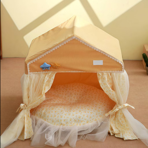 OEM ve ODM moda yarı kapalı Pet çadır yuva yaratıcı peluş köpek kedi yuva dantel Pet prenses yatak - Product Image 3