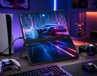 Monitor Portátil Dual de 15.6 Pulgadas, Plegable, Full HD, USB-C/Monitor de Pantalla Dual para Laptop, Mac, Windows, Uso Empresarial