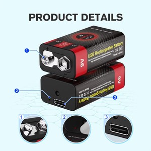 Tùy chỉnh <span class=keywords><strong>9V</strong></span> 1100mAh pin lithium với giao diện USB sạc trong kho - Product Image 3