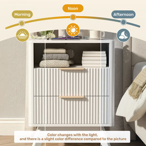 Mesita de Noche Inteligente de Estilo Mid-Century con 1 Cajón, Estación de Carga, Tomas de Corriente, Puertos USB y Estante Abierto para Dormitorio/Apartamento (Ensamblada) - Product Image 3