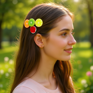Fermagli per capelli Nina Fruit da 7 cm in plastica con design a frutta per donne e ragazze, accessori per capelli casual - Product Image 2